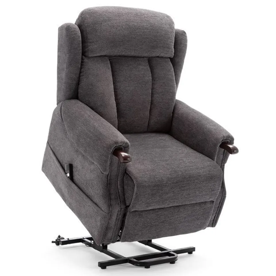 BOXED HALTON RISE RECLINER FABRIC CHAIR CHARCOAL (2 BOXES)