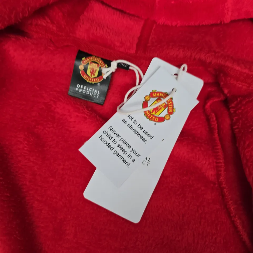 MANCHESTER UNITED HOODED DRESSING GOWN WITH FRED DEVIL HORNS - 0-6M