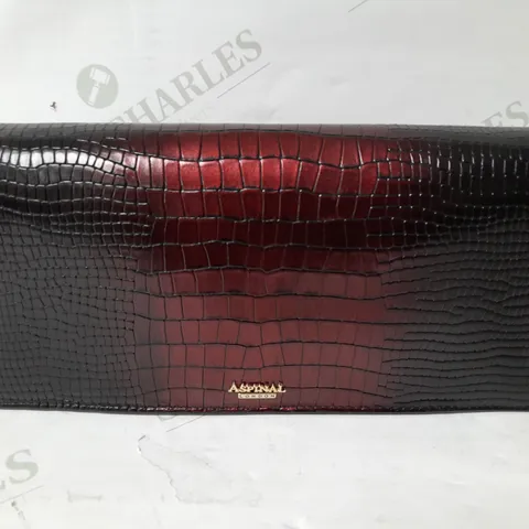 ASPINALL LONDON SNAKE SCALES EFFECT PURSE IN WINE RED