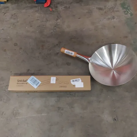 PALLET CONTAINING ASSORTED HOUSEHOLD PRODUCTS. INCLUDES AIR COOLER, METAL BUCKET, CLOTHES RACK, COOKING WOK ETC