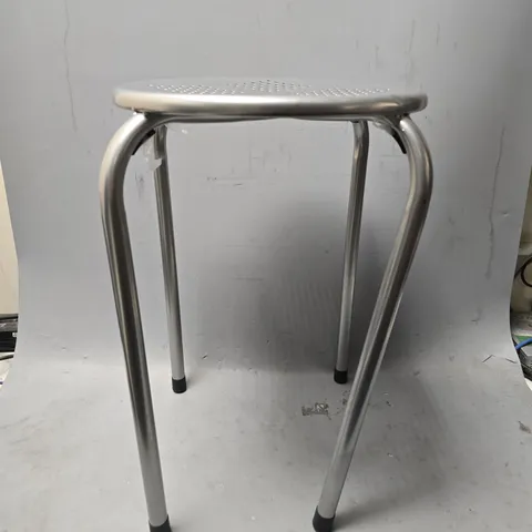 UNBRANDED 4 LEG STOOL IN BRUSHED STEEL