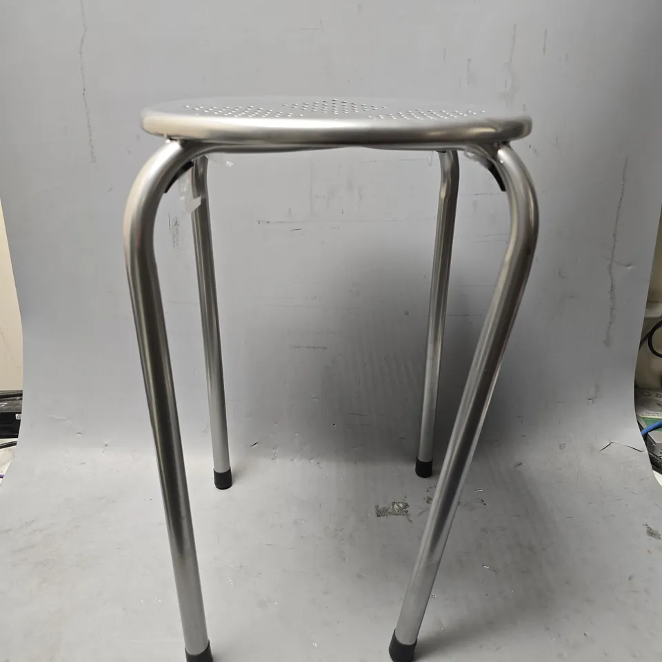 UNBRANDED 4 LEG STOOL IN BRUSHED STEEL 