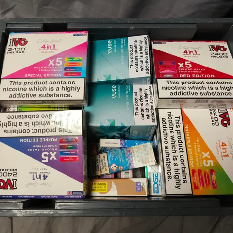 APPROXIMATELY 20 ASSORTED E-CIGARETTE PRODUCTS TO INCLUDE BRANDS SUCH AS IVG, HAYATI, VUSE, ETC - COLLECTION ONLY