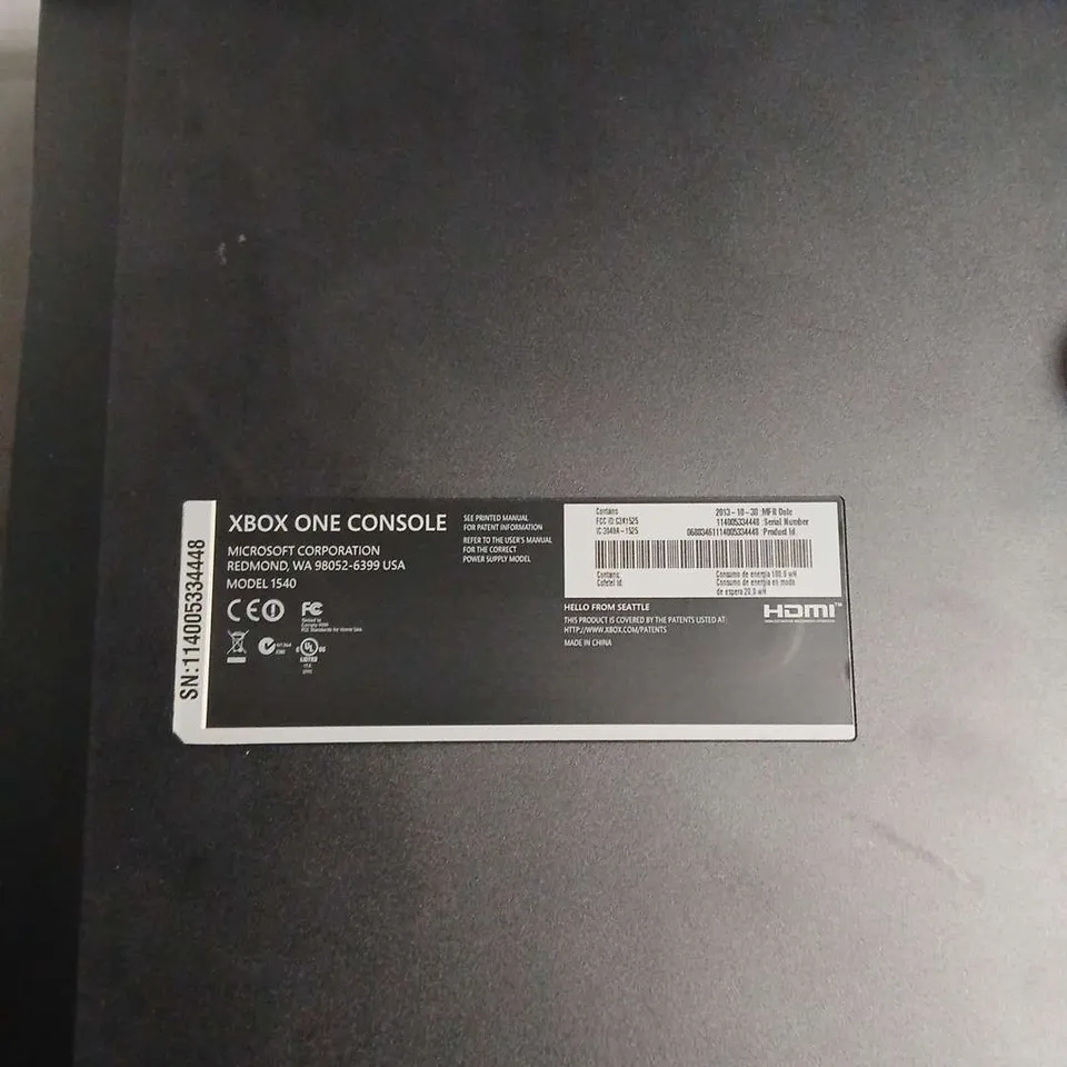 XBOX ONE CONSOLE (MODEL 1540) WITH CONTROLLER & POWER SUPPLY