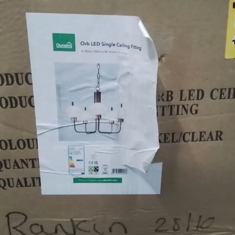 BOXED ORB LED SINGLE LIGHT FITTING INDUSTRIAL NICKEL 