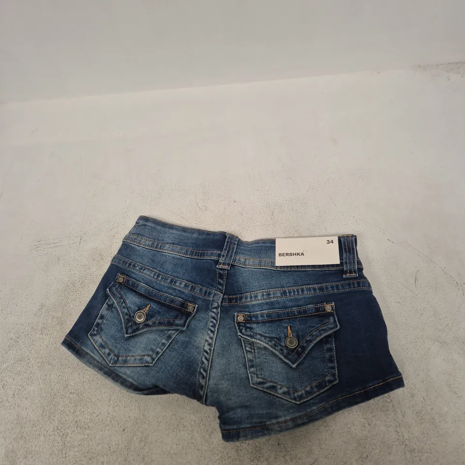 BERSHKA DENIM SHORTS – WOMEN'S, UK 6 (EU 34) – BLUE