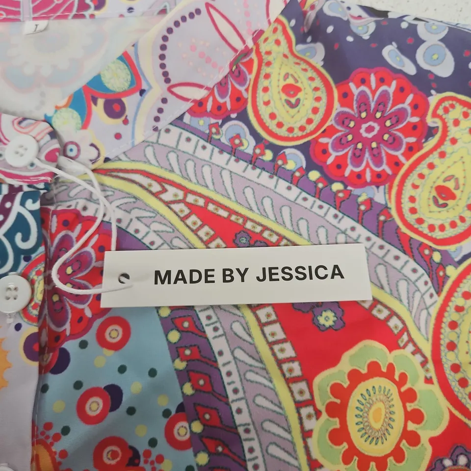 MADE BY JESSICA WOMEN'S PAISLEY PRINT BUTTON-FRONT SHIRT (SIZE L)