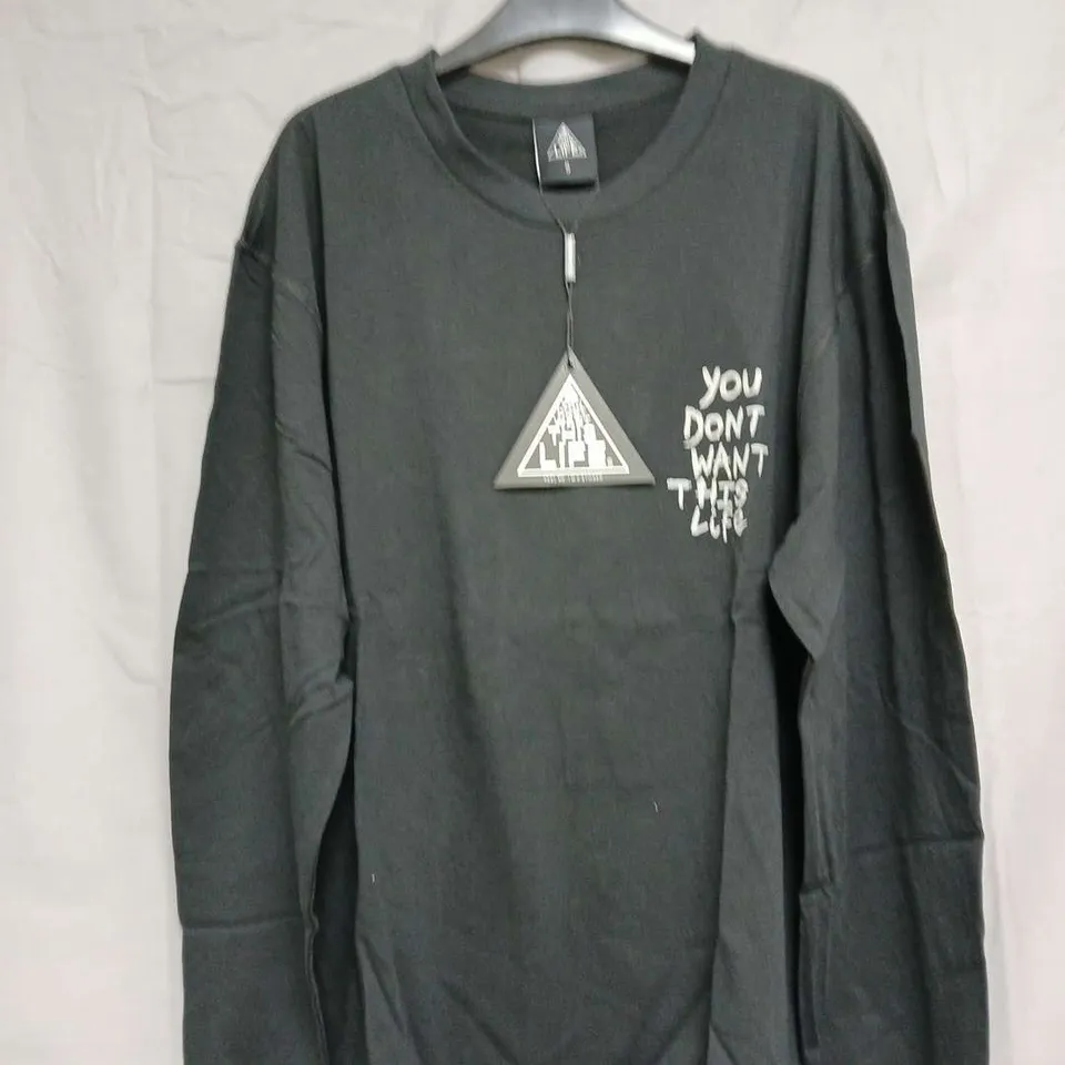 YOU DON'T WANT THIS LIFE REFLECTIVE LONG-SLEEVE TEE – BLACK – SIZE S