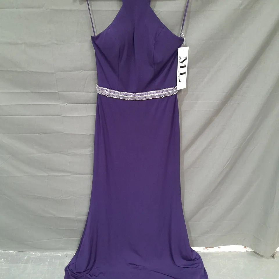 MARGARET LEE BY CARL M EMBELLISHED HALTER NECK DRESS IN PURPLE - 10