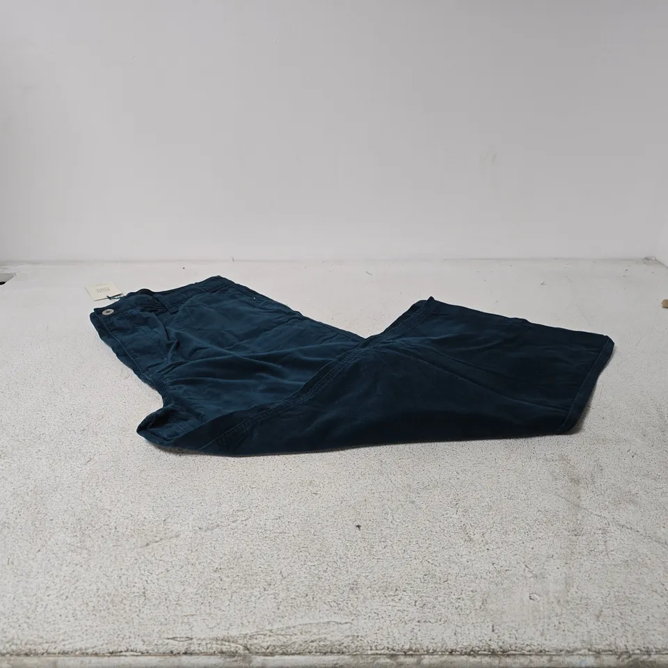 WHITE STUFF TIA VELVET WIDE LEG CROP TROUSERS – TEAL, UK 16 REGULAR