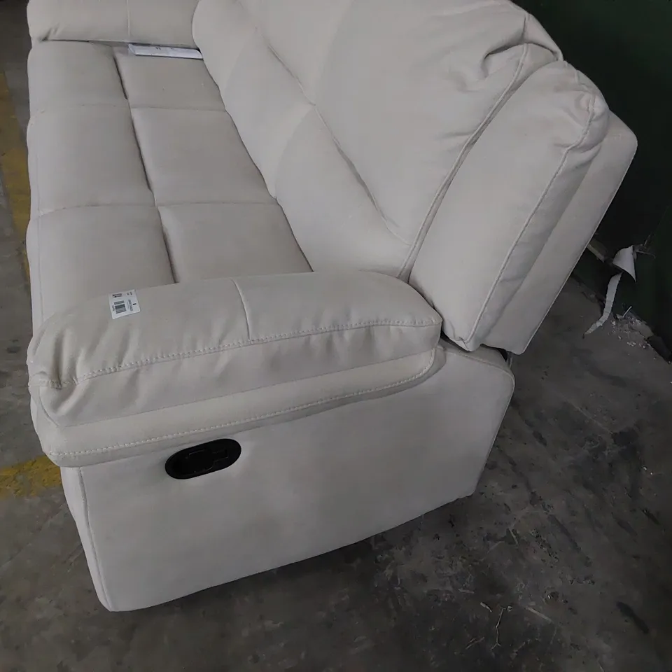 DESIGNER ALBION MANUAL RECLINING THREE SEATER SOFA NATURAL FABRIC 