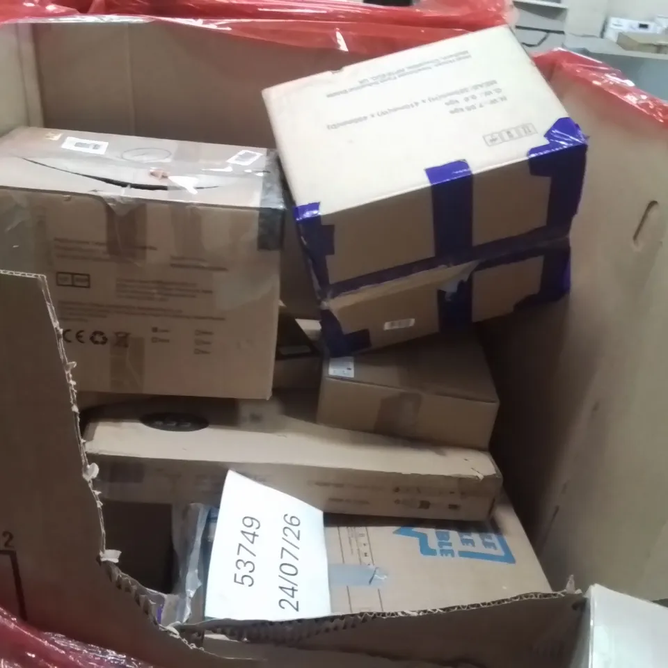 PALLET OF ASSORTED HOUSEHOLD GOODS AND PRODUCTS TO INCLUDE;AUTOMATIC CAT CLEANING BOX,GAMING COMPUTER CASE,WET FOOD FEEDER