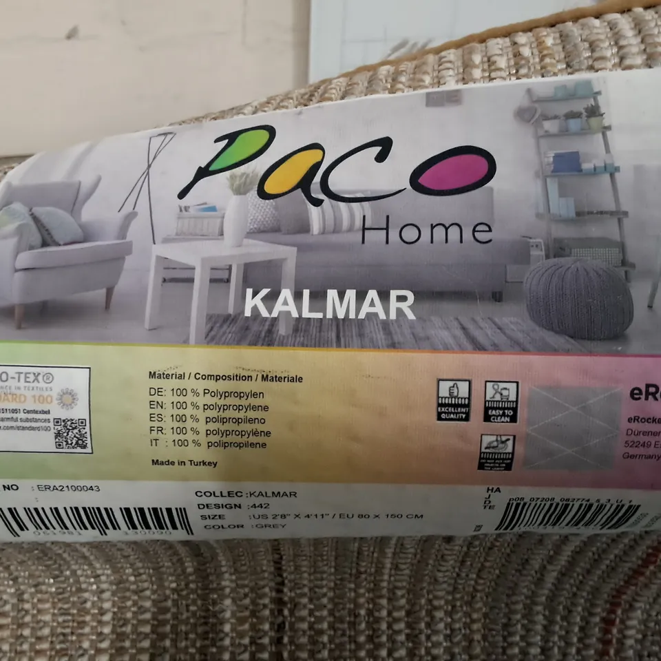 BRAND NEW PACO KALMAR RUG IN GREY - 80X150CM