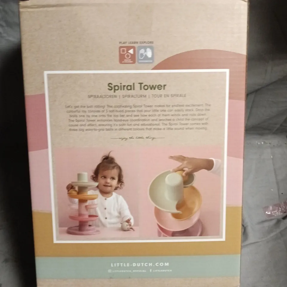 LITTLE DUTCH SPIRAL TOWER – PASTEL COLOUR STACKING TOY (BOXED)
