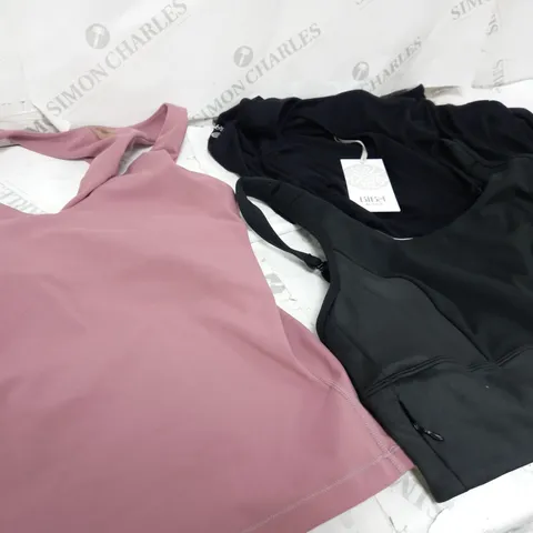 BOX OF APPROXIMATELY 10 CLOTHING ITEMS TO INCLUDE TRAINING BRAS, TOPS, LONG SLEEVES