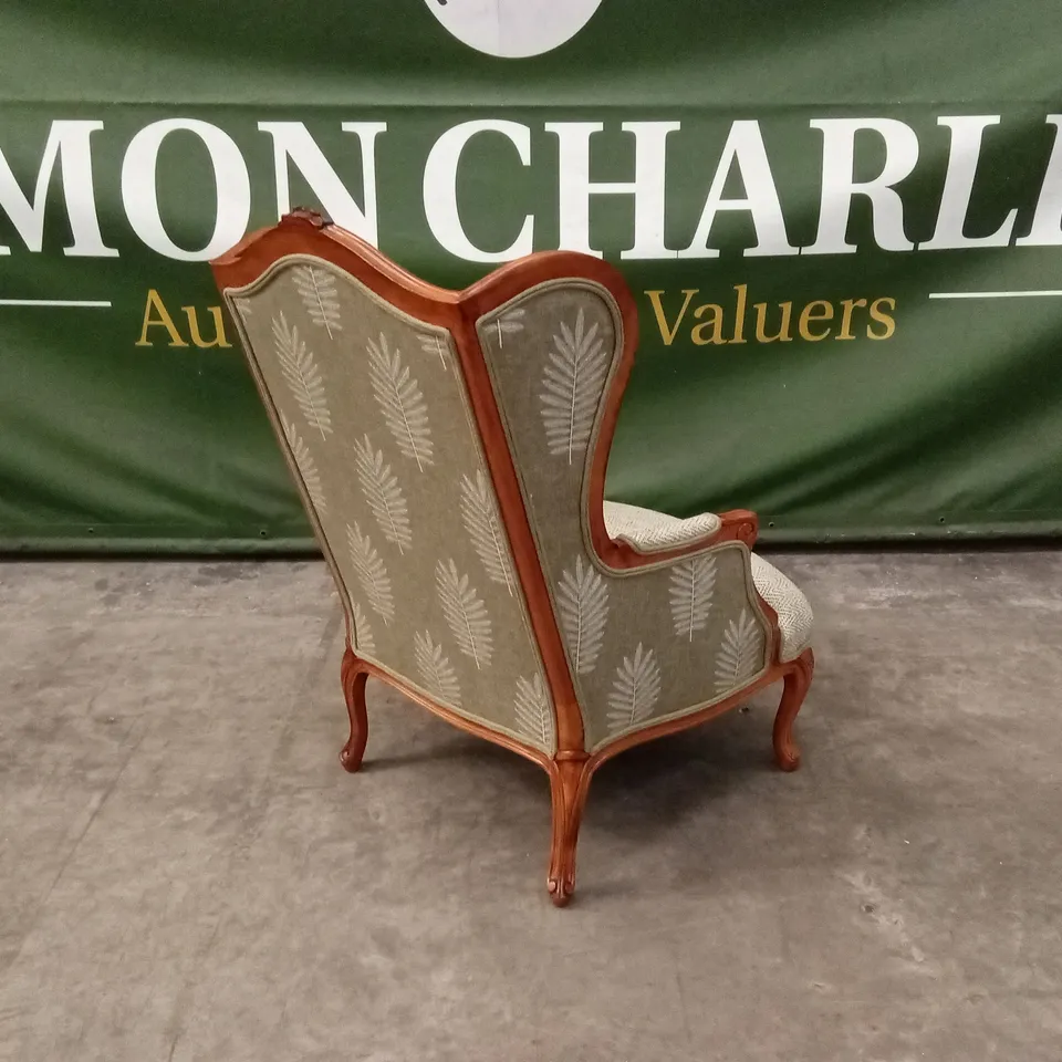 QUALITY HIGH-END DESIGNER FABRIC WINGBACK ACCENT CHAIR