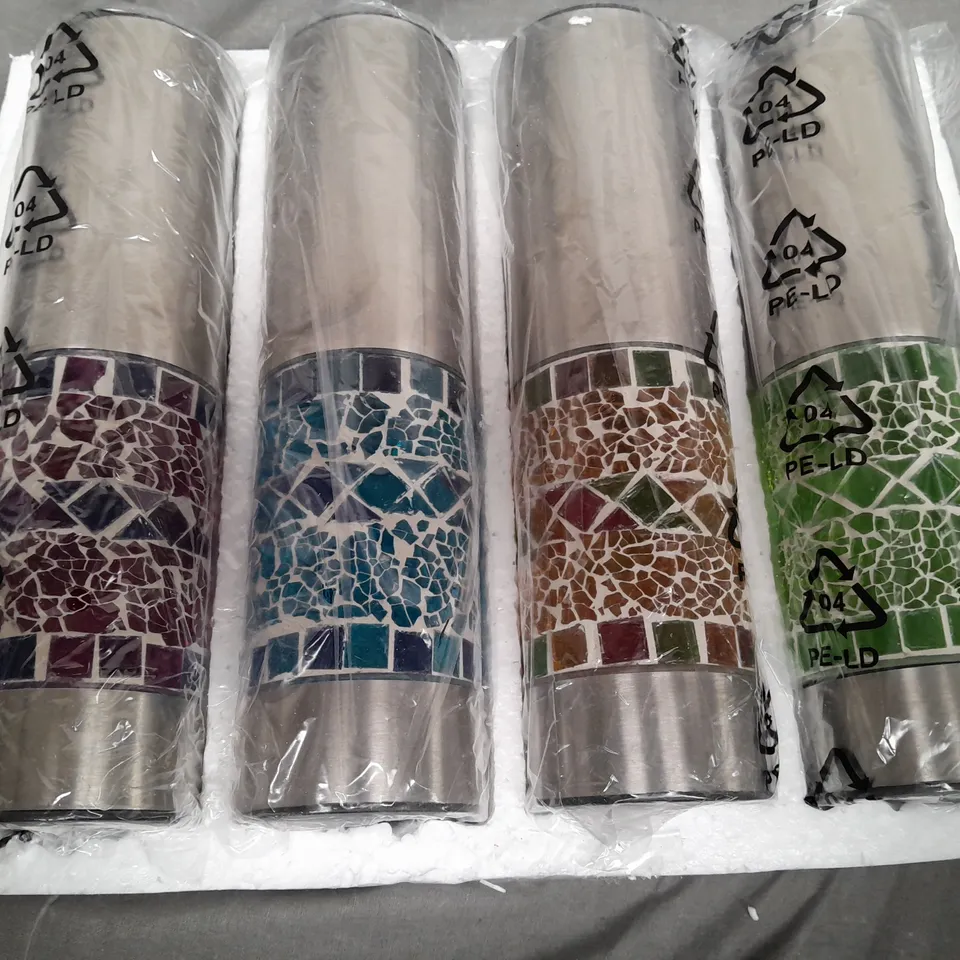 BOXED GARDEN REFLECTIONS SET OF 4 SOLAR MOSAIC STAKE LIGHTS