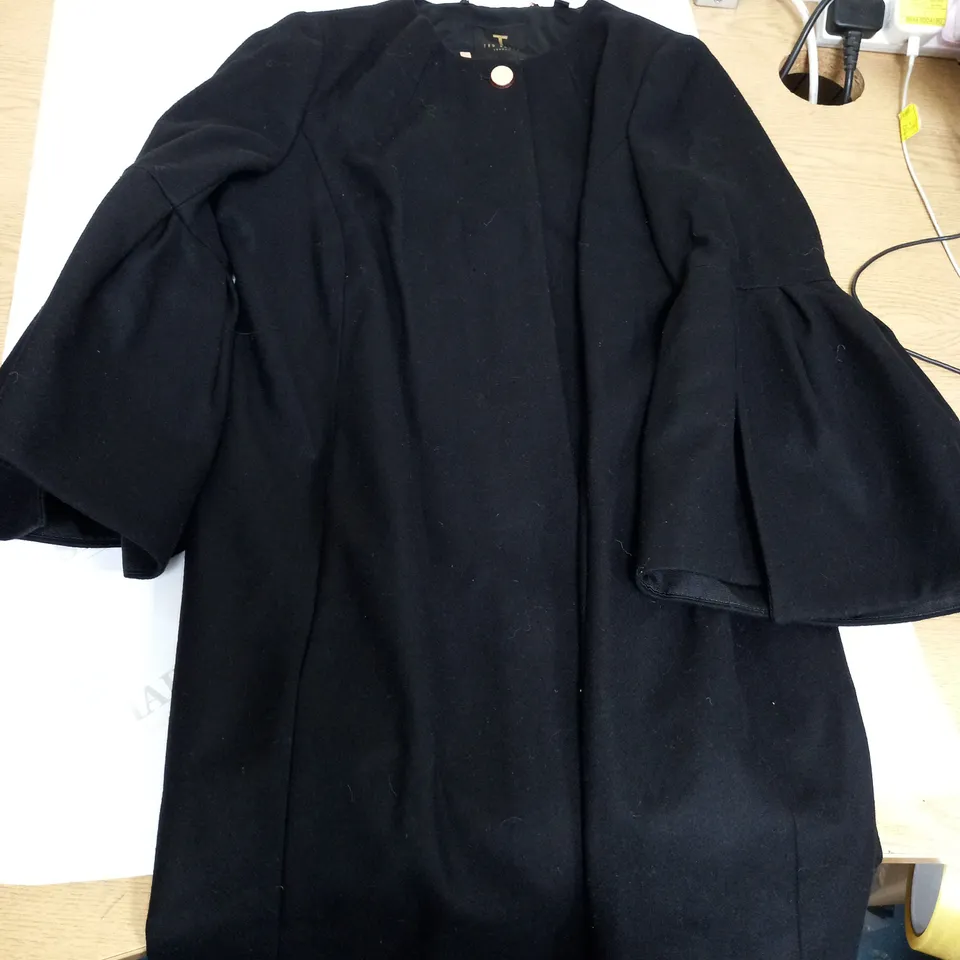 TED BAKER BLACK COAT WITH PUFFED SLEEVES SIZE 3