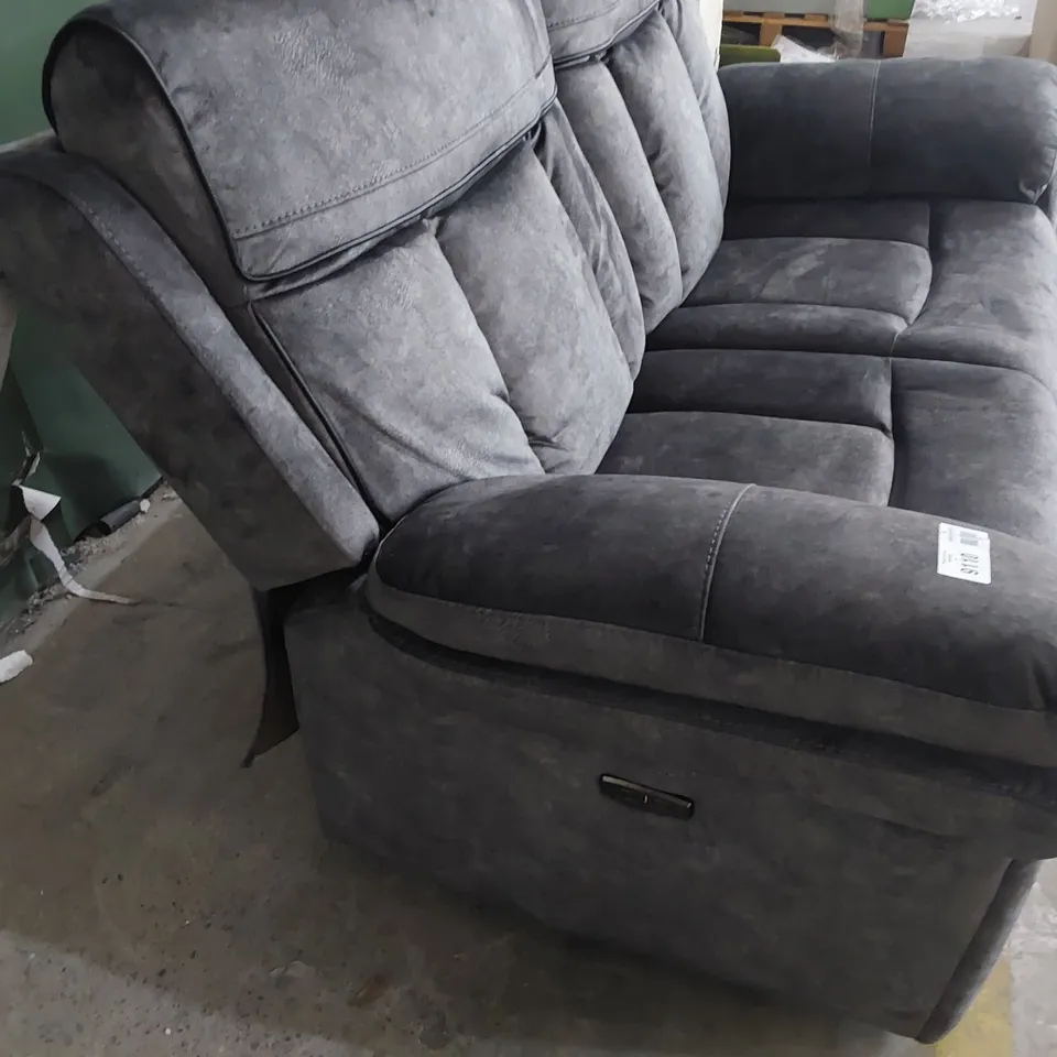 DESIGNER POWER RECLINING TWO SEATER SOFA CHARCOAL FABRIC 