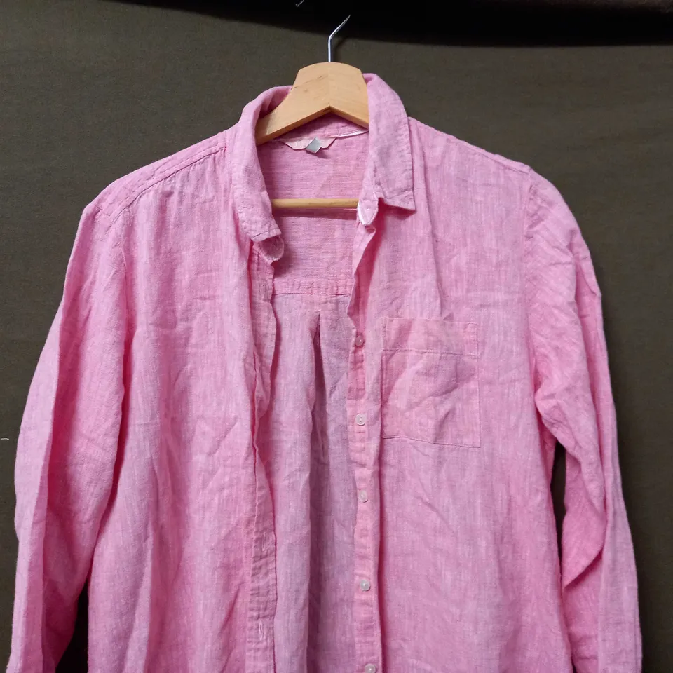 JOULES BUTTON UP LONG SLEEVE SOFT SHIRT IN PINK - UK 12