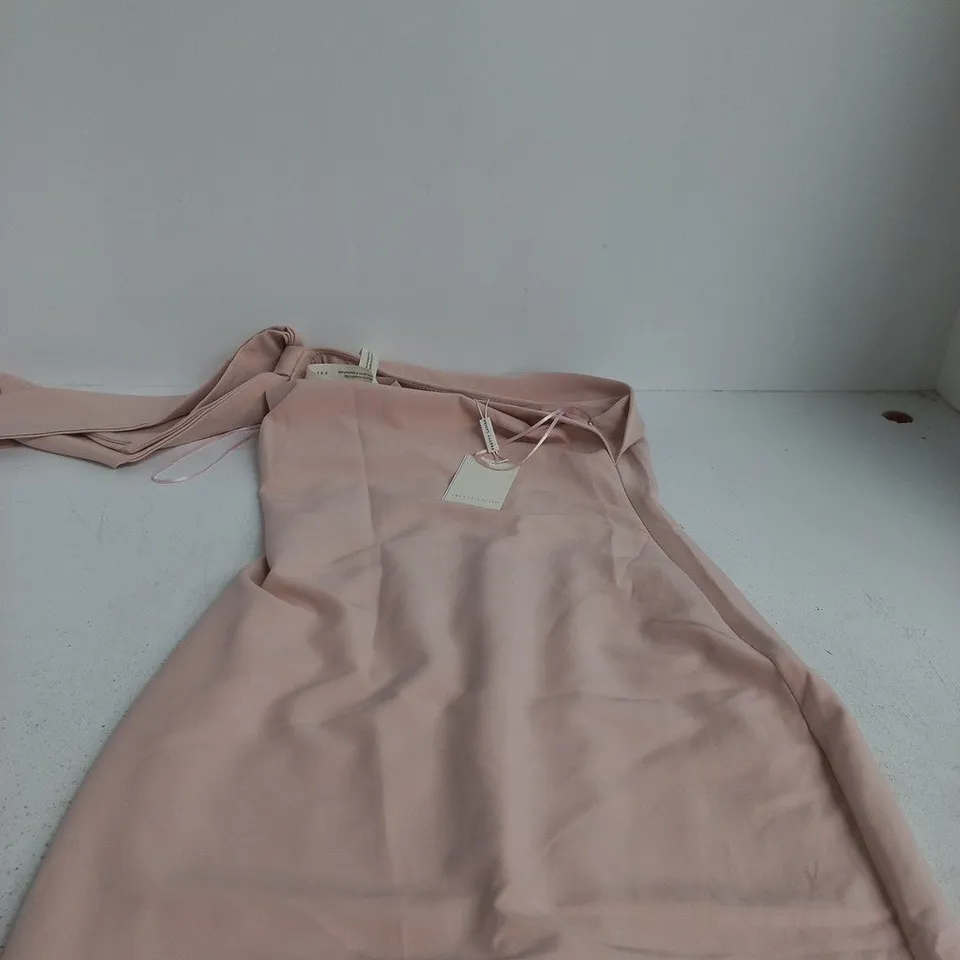 PRETTY LAVISH BLUSH NEVAEH ONE SHOULDER CREPE MAXI BRIDESMAID DRESS SIZE 10
