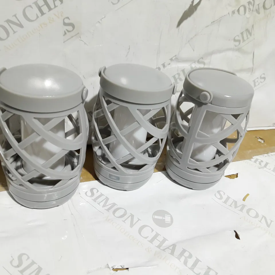 AURAGLOW SET OF 3 FLAME EFFECT LANTERNS WITH TIMER