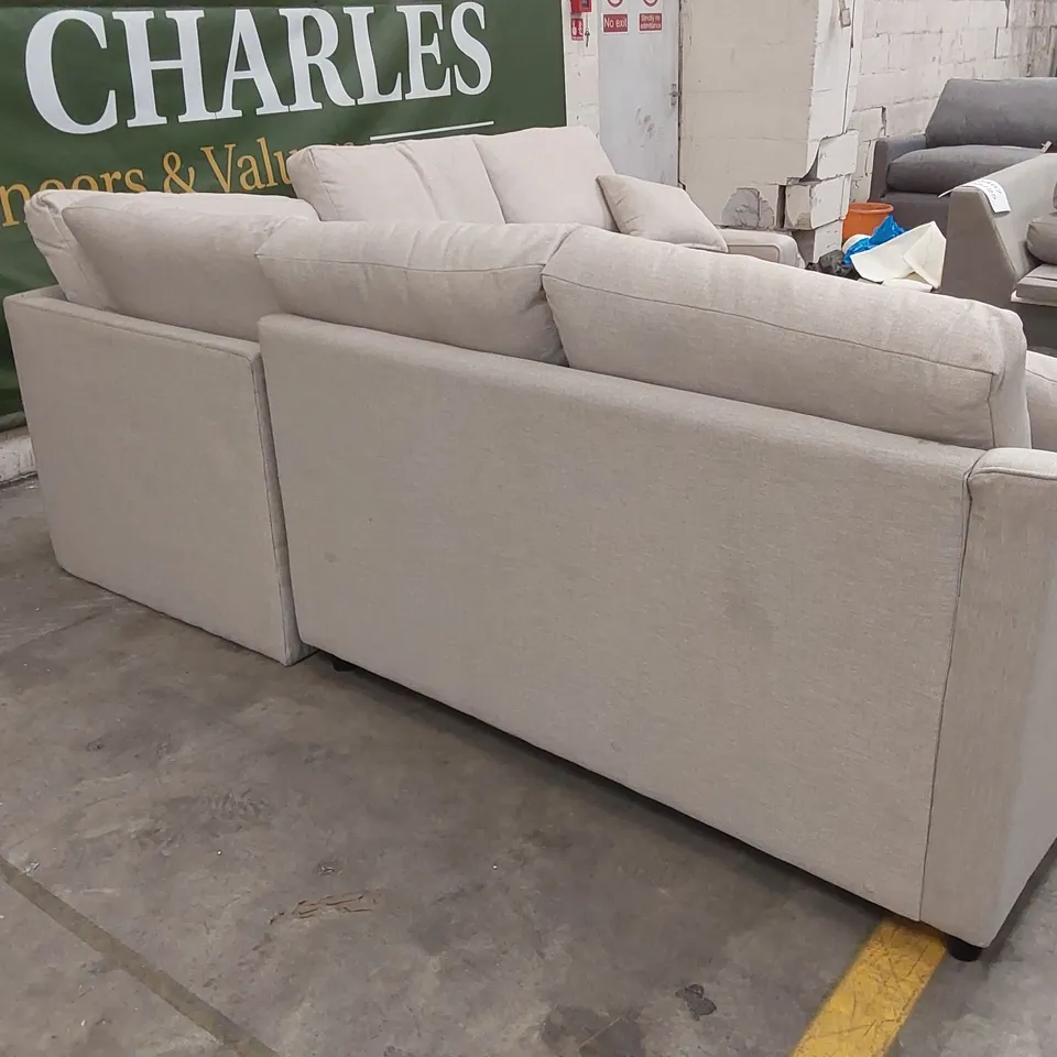 QUALITY DESIGNER FABRIC UPHOLSTERED CORNER SOFA - BEIGE 