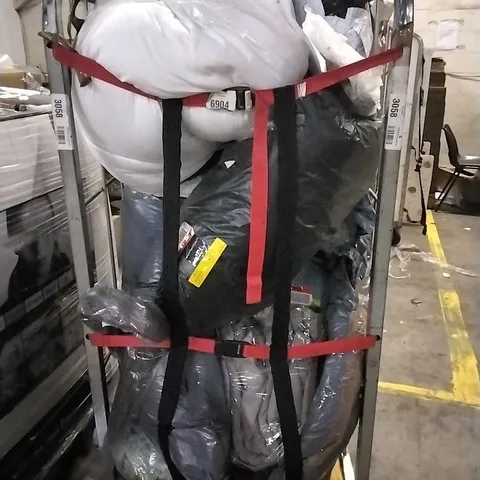 CAGE OF ASSORTED HOUSEHOLD GOODS TO INCLUDE UTENSIL HOLDER, RUGS, DUVET AND OTHER ASSORTED ITEMS...