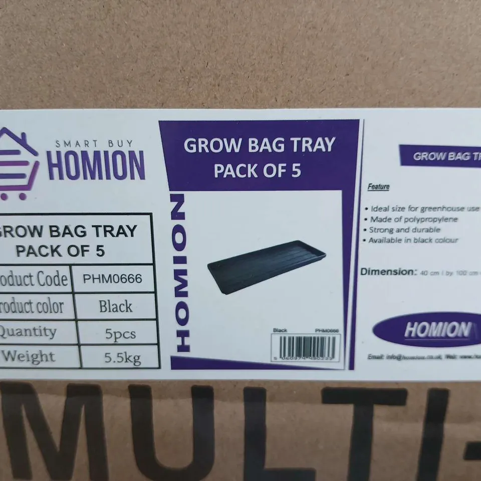 BOXED HOMION GROW BAG TRAY PACK OF 5