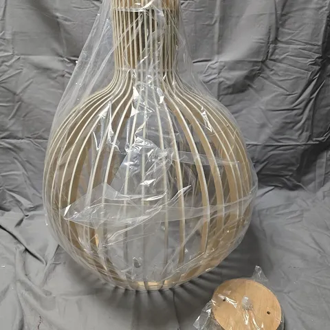 WOODEN BIRDCAGE DESIGN PENDANT LIGHT 