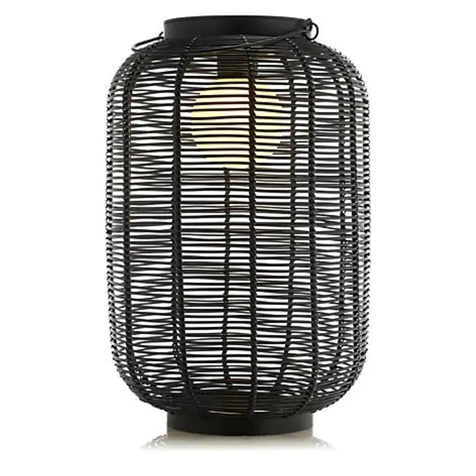MY GARDEN STORIES 43CM BLACK RATTAN SOLAR LIGHT WITH HANDLE