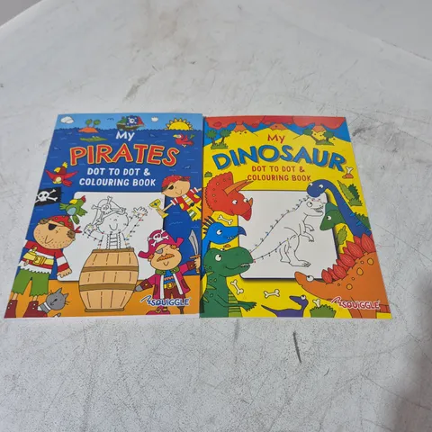 LOT OF APPROXIMATELY 20 DOT TO DOT COLOURING BOOKS INCLUDES PIRATES AND DINOSAURS