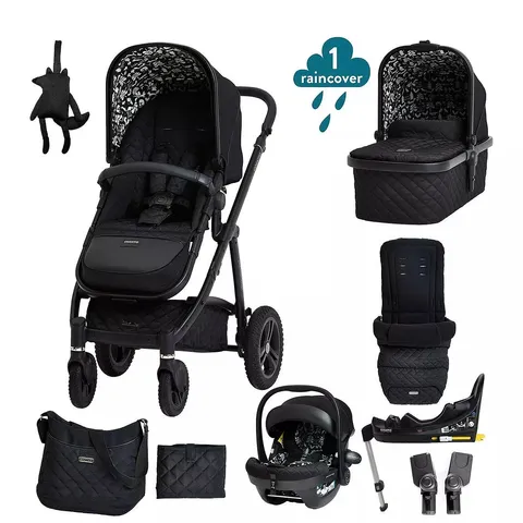 BOXED COSATTO WOW 2 TRAVEL SYSTEM BUNDLE - SILHOUETTE // INCLUDES STROLLER, CARRY COT, CAR SEAT, I-SIZE BASE AND ACCESSORIES (4 BOXES) PARTS)