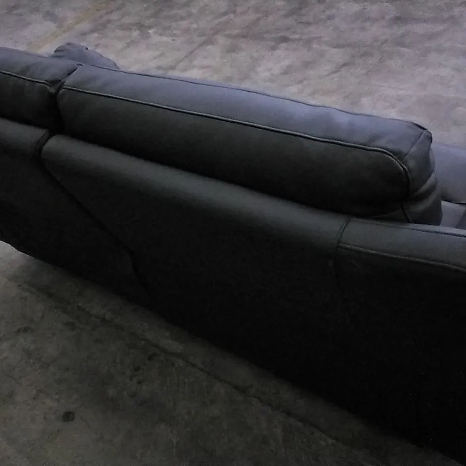 DESIGNER MANUAL RECLINER 3 SEATER SOFA BLACK LEATHER