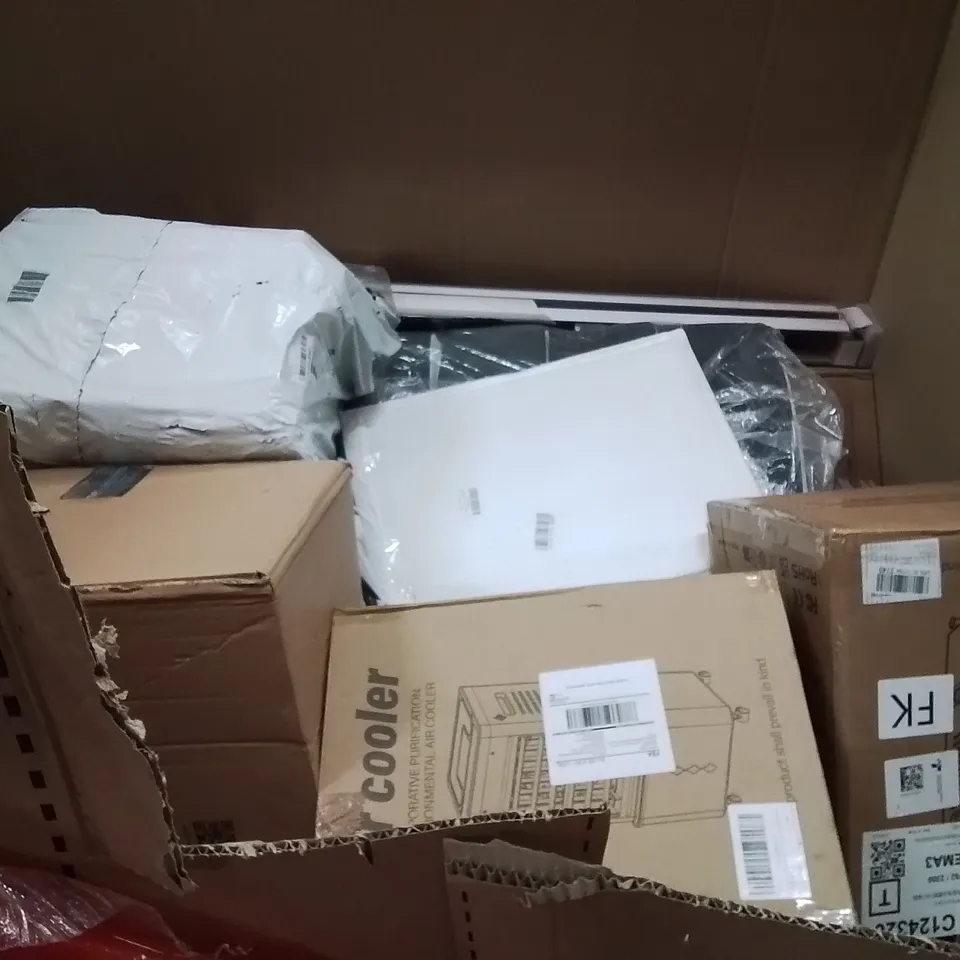 PALLET OF ASSORTED HOUSEHOLD GOODS AND PRODUCTS TO INCLUDE;AIR COOLER X2,CAT LITTER TRAY