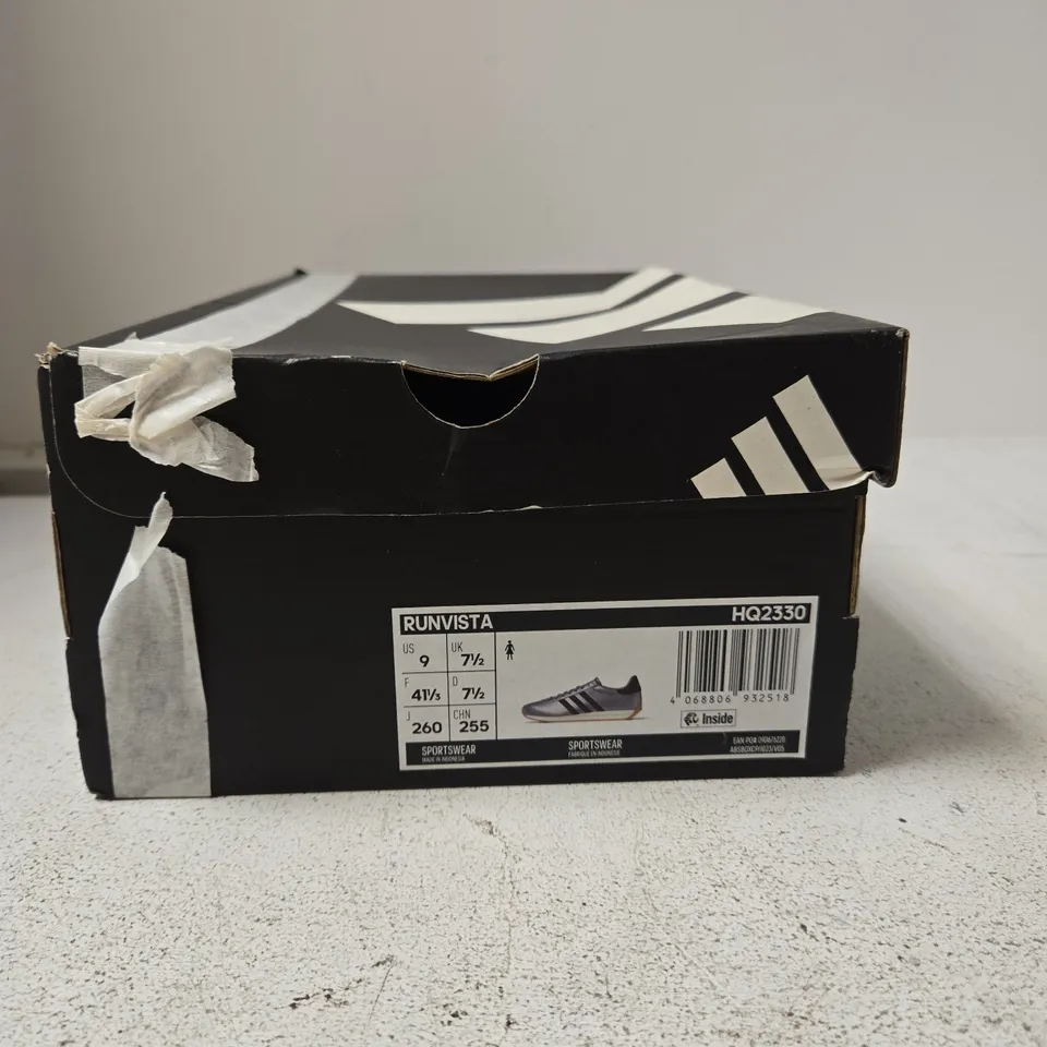 ADIDAS GAZELLE SNEAKERS – SILVER LEATHER WITH MAROON STRIPES, UK 7.5 