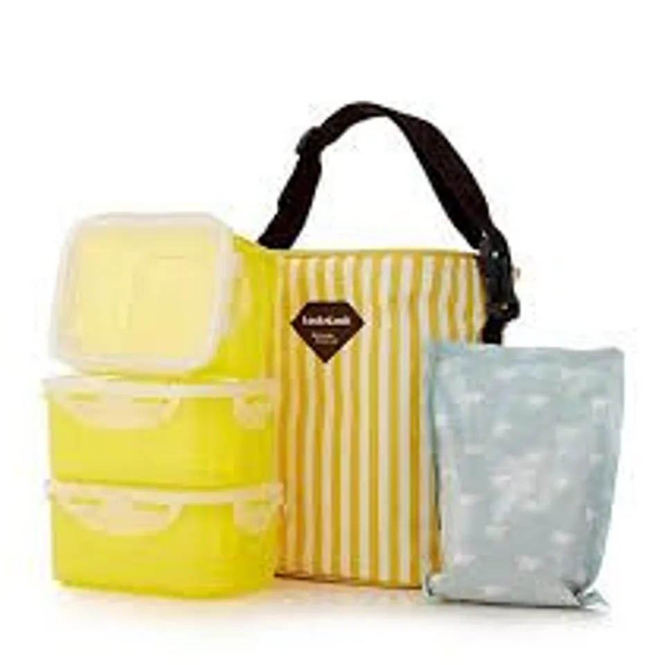 LOCK & LOCK INSULATED COOLER BAG WITH 3 CONTAINERS & COOL PACK