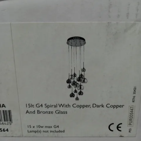 AURELIA 15 LIGHT CLUSTER PENDANT BLACK CHROME & COPPER/BRONZE GLASS
