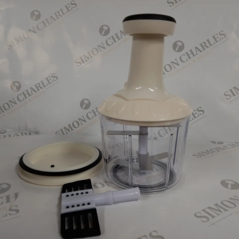 COOKS ESSENTIALS 5 BLADE PRESS CHOPPER WITH STORAGE LID - WHITE	