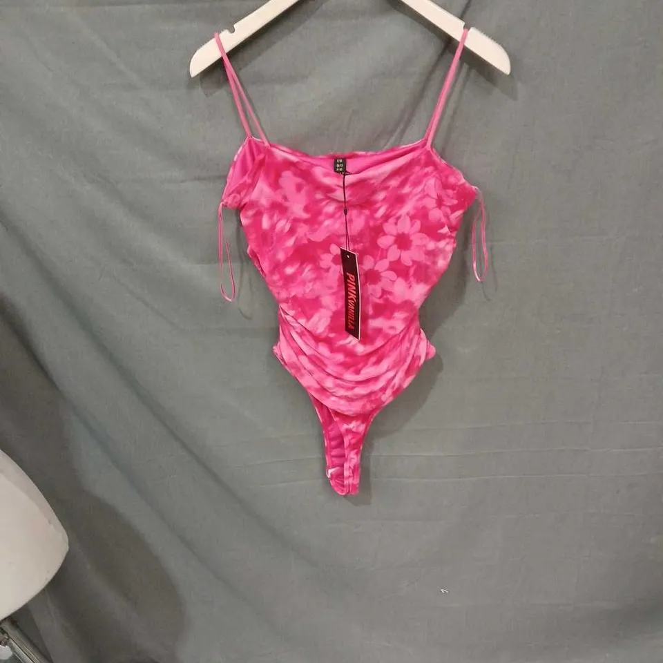 PINK VANILLA STRAPPY FLORAL BODYSUIT – PINK, UK SIZE 12