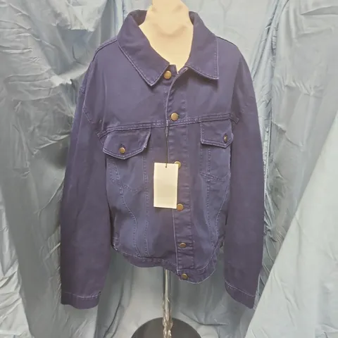 ZARA DENIM BUTTON THROUGH JACKET IN BLUE - UK L