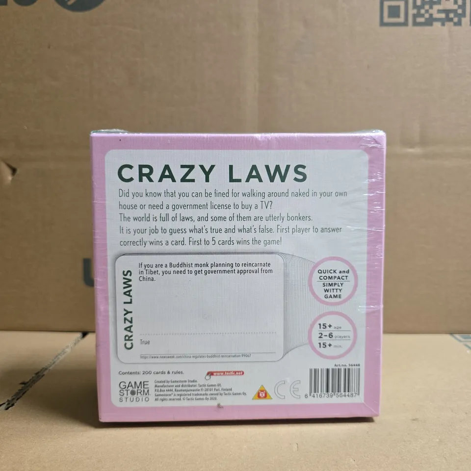 CRAZY LAWS CARD GAME – 2-6 PLAYERS, 15+ (SEALED)