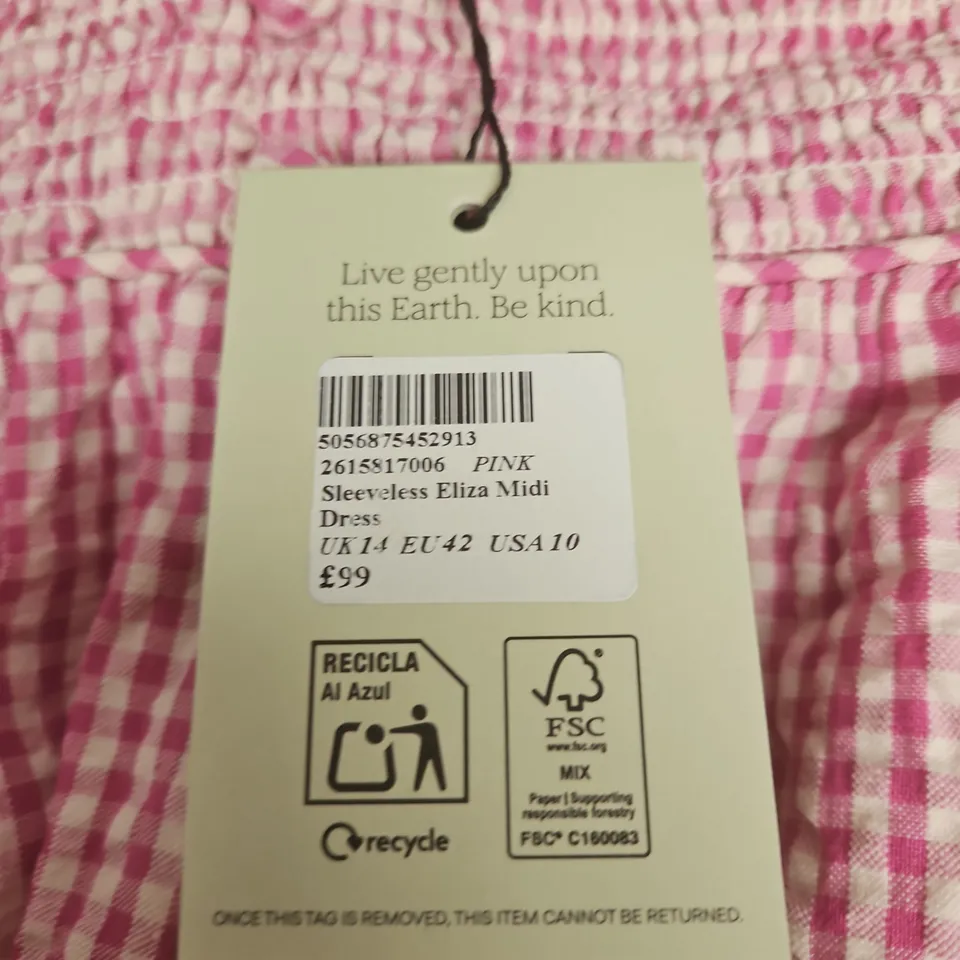 NOBODYS CHILD PINK SLEEVELESS ELIZA MIDI DRESS – UK14