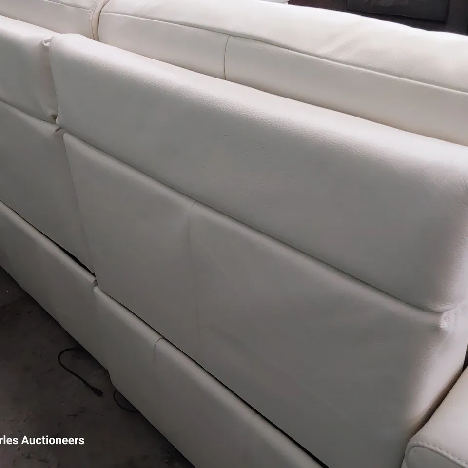QUALITY ITALIAN DESIGNER ADRIANO POWER RECLINING THREE SEATER SOFA WHITE LEATHER 