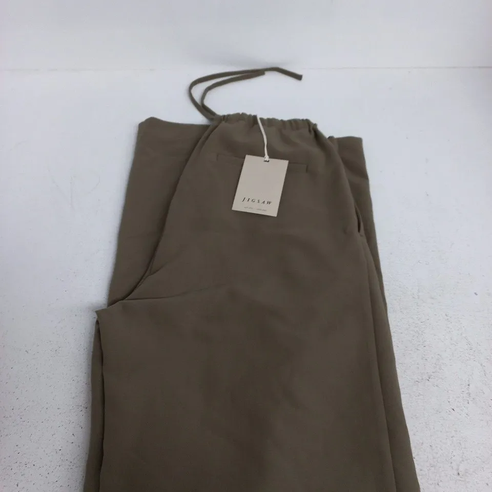 JIGSAW TAILORED DRAWSTRING TROUSERS – GREEN, UK 8
