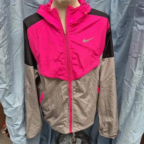 NIKE RUNNING PACKABLE JACKET - PINK/GRAY/BLACK, UK MEDIUM