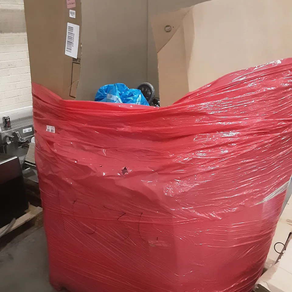 PALLET OF ASSORTED PRODUCTS INCLUDING STANLEY FOLDING TWIN SAW HORSE, SLEEP MANTRA LUXURY MATTRESS TOPPER DOUBLE, COMMODITY COMPOSITION, CHEST OF DRAWERS 4 LAYERS 8 DRAWERS