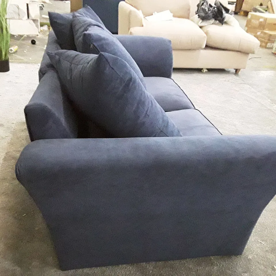 QUALITY DESIGNER 2 SEATER SOFA - DARK BLUE FABRIC