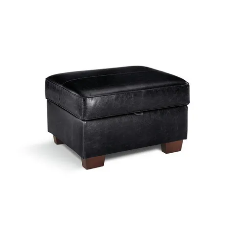WRAPPED SALISBURY LEATHER STORAGE FOOTSTOOL - BLACK