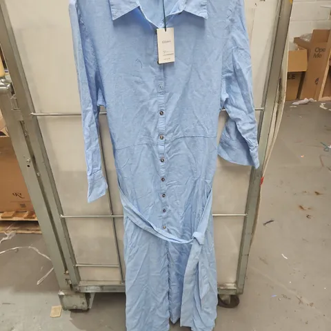 WHITE STUFF SOMA LINEN SHIRT DRESS IN BLUE - UK 12R